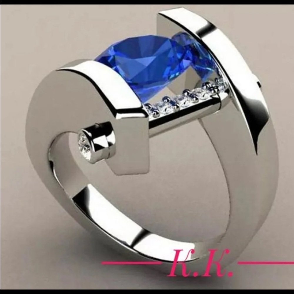 925 Silver Blue Sapphire Ring